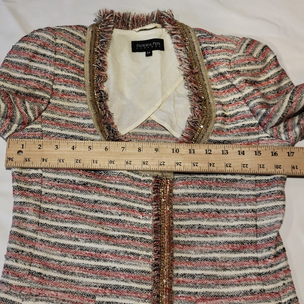 Tweed Jacket Blazer Patrizia Pepe  Button Up Shirt Size 44 Medium Chanel Style - Picture 11 of 11